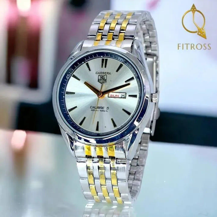 Luxury Men’s Quartz Watch Stainless Steel Bracelet with Elegant Dial