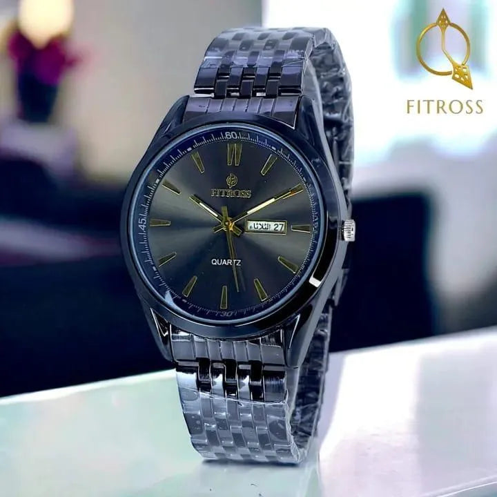 Luxury Men’s Quartz Watch Stainless Steel Bracelet with Elegant Dial