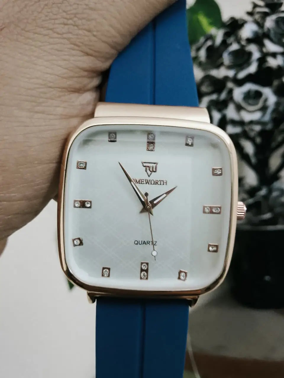 Luxury Square Dial Men’s Watch – Premium Blue Silicone Strap