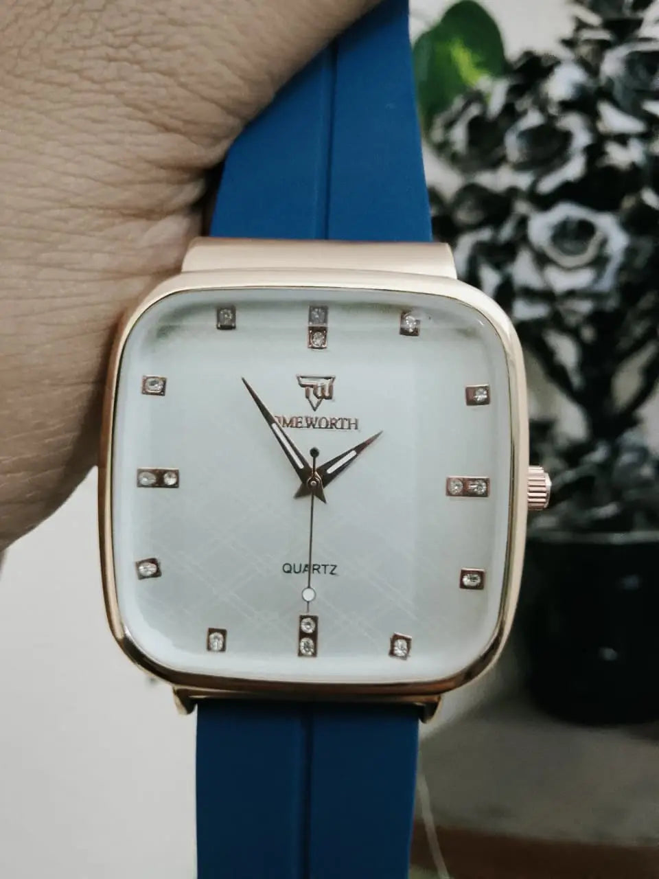 Luxury Square Dial Men’s Watch – Premium Blue Silicone Strap