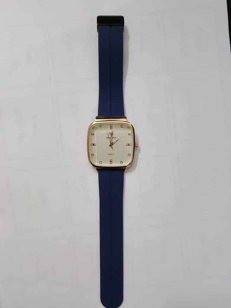 Luxury Square Dial Men’s Watch – Premium Blue Silicone Strap