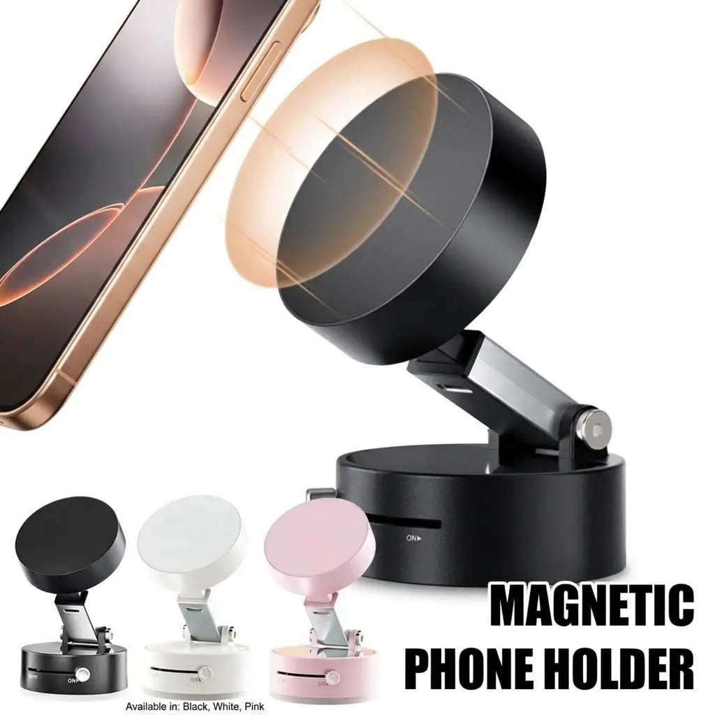 Vacuum Suction Cup Magnetic Car Phone Holder - Retractable Foldable Mount