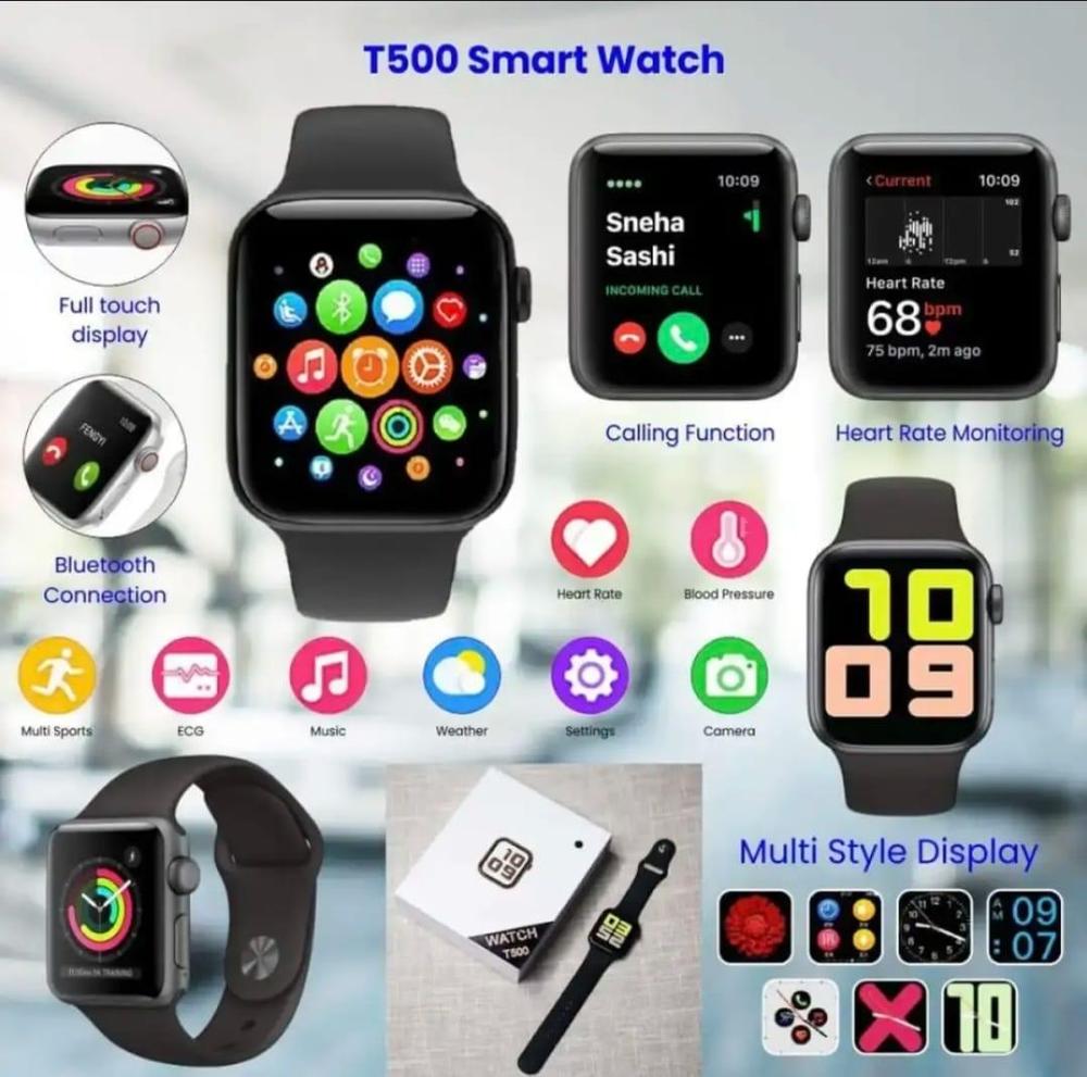 T500 Plus Smart Watch – Bluetooth Calling, Heart Rate Monitor & Full Touch Display