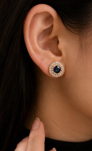 Royal Blue Crystal Jewelry Set for Women | Necklace & Ear rings