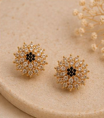 Luxury Black Crystal Flower Jewelry Set – Necklace, Earrings & Bracelet