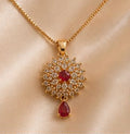 Luxury Ruby Red Crystal Floral Jewelry Set – Necklace, Earrings & Bracelet